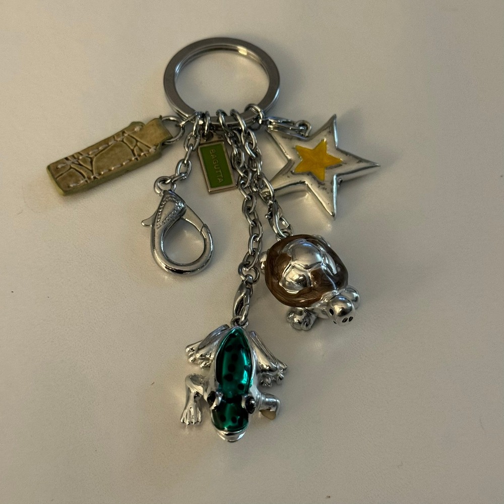 Bagutta Novelty Keychain‎ Silver Star Turtle Frog Charm Keyring Bag Accessory